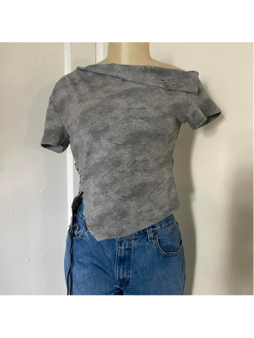 Gray off the shoulder top